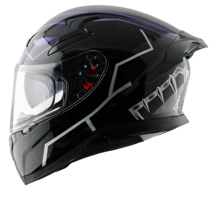 Axor Apex Black Panther Glossy Black Purple Helmet - ISI DOT ECE 22.06 Certified