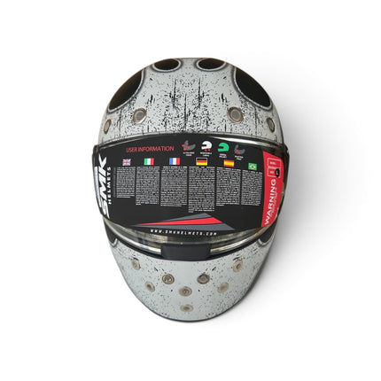 SMJ Retro Inferno Matt Grey Black MA266 - ISI DoT Ece 22.06 Certifide Helmet