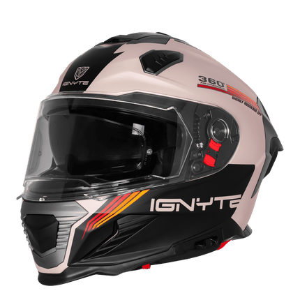 Ignyte IGN-16 Helmet ISS Matt Warm Grey Red Orange Helmet | ISI DOT Certified