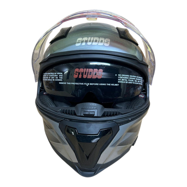 Studds Helmet Glossy Black Grey Helmet