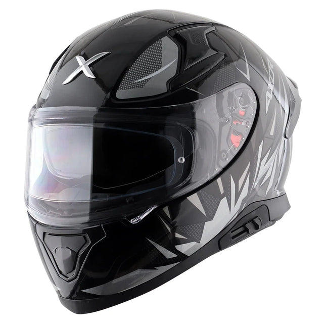 Scratch-resistant Pinlock® 30-ready visor on Axor Apex Hunter Glossy Black Grey Helmet