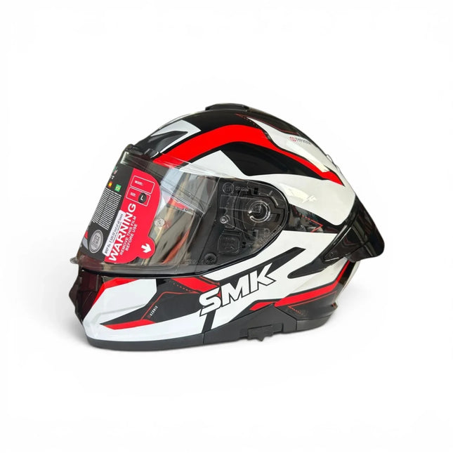 SMK Typhoon Azonix GL213 Helmet left side profile in Glossy Black Red