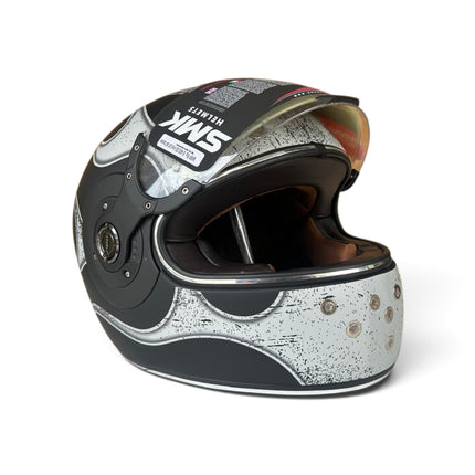SMJ Retro Inferno Matt Grey Black MA266 - ISI DoT Ece 22.06 Certifide Helmet