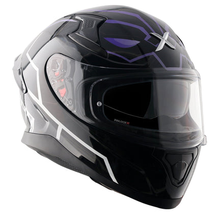 Axor Apex Black Panther Glossy Black Purple Helmet - ISI DOT ECE 22.06 Certified