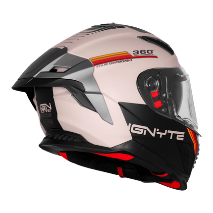Ignyte IGN-16 Helmet ISS Matt Warm Grey Red Orange Helmet | ISI DOT Certified