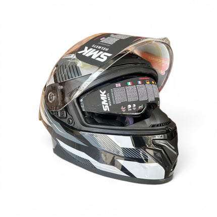 SMK Typhoon Sparko Glossy Grey White Helmet - Ece 22.06 certified