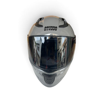 Studds Raider Super Glossy Nardo Grey Full Face Helmet with Free Smoke Visor - ISI Certifide Helmet