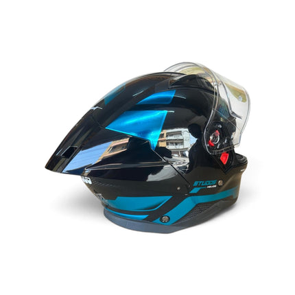 Studds Helios Asphalt Helmet | Chorome Blue | Dual Visor | ISI DOT Certified