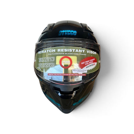 Studds Helios Asphalt Helmet | Chorome Blue | Dual Visor | ISI DOT Certified