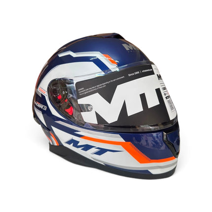 MT Thunder 3 Blaze C14 Glossy White Blue Helmet - ISI DOT Certifide