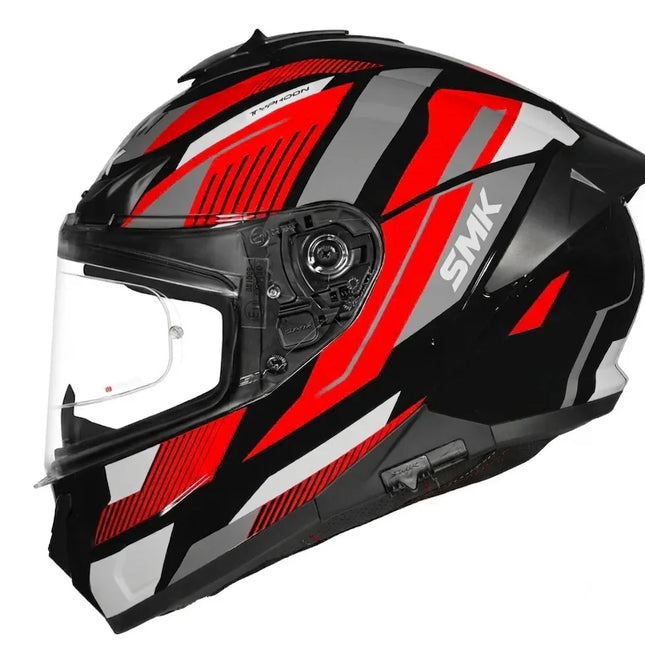SMK Typhoon Sparko MA236 Helmet Matt Black Grey Red | ISI ECE 22.06 Certified