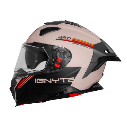 Ignyte IGN-16 Helmet ISS Matt Warm Grey Red Orange Helmet | ISI DOT Certified