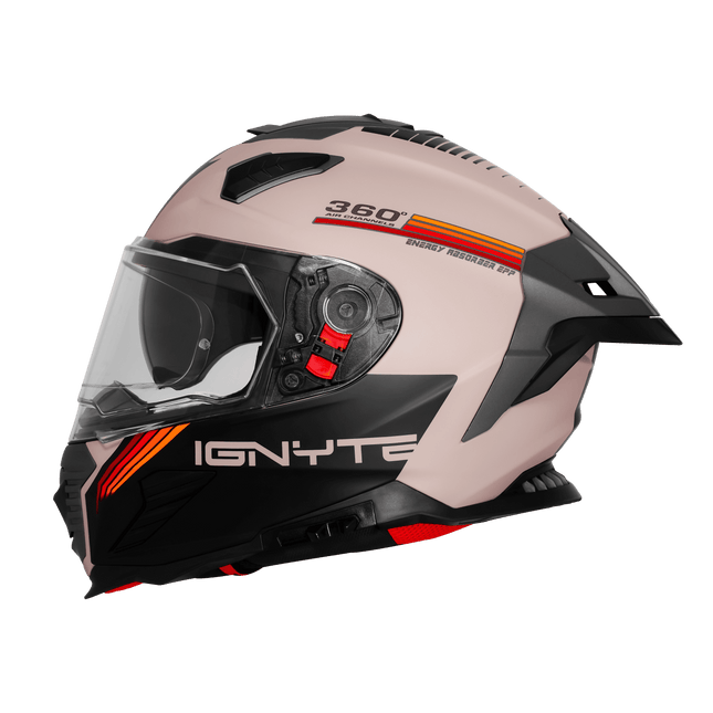 Ignyte IGN-16 Helmet ISS Matt Warm Grey Red Orange Helmet | ISI DOT Certified