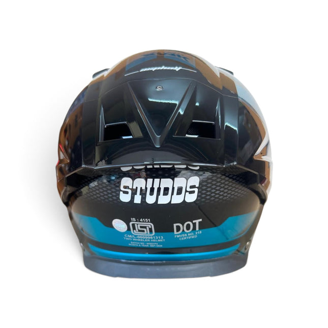 Studds Helios Asphalt Helmet | Chorome Blue | Dual Visor | ISI DOT Certified