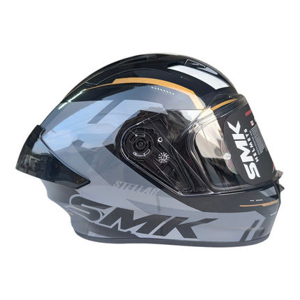 SMK Stellar K-Power Glossy Black Glod Helmet - ISI DOT ECE Certified