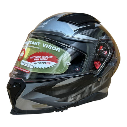 Studds Helmet Glossy Black Grey Helmet