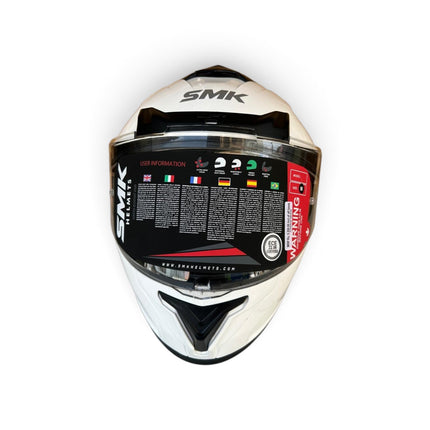 SMK Typhoon Glossy White Helmet - Dual Visor -  GL100 - ISI DOT ECE 22.06 Certified