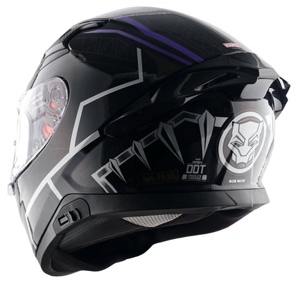 Axor Apex Black Panther Glossy Black Purple Helmet - ISI DOT ECE 22.06 Certified