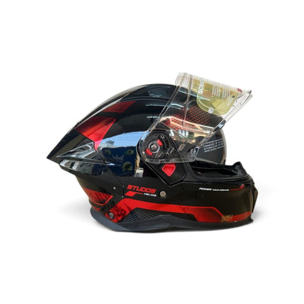 Studds Helios Asphalt Helmet | Chorome Red | Dual Visor | ISI DOT Certified