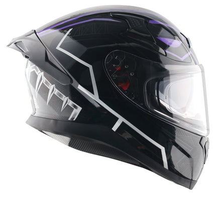 Axor Apex Black Panther Glossy Black Purple Helmet - ISI DOT ECE 22.06 Certified