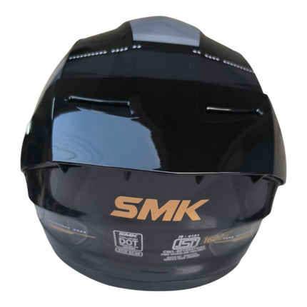 SMK Stellar K-Power Glossy Black Glod Helmet - ISI DOT ECE Certified
