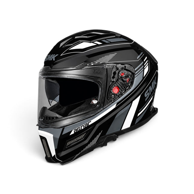 SMK Agnar Revv Full Face Dual Visor Helmet - Glossy Grey White GL261 - ISI DOT ECE 22.06 Certified