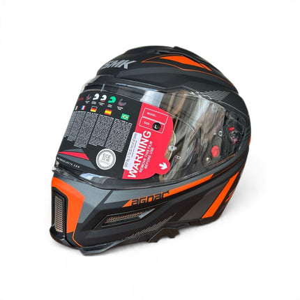 SMK Agnar Revv Helmet - Matt Black Grey Orange - MA267 - ISI DOT ECE 22.06 Certified