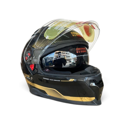 Studds Helios Asphalt Helmet | Chorome Gold | Dual Visor | ISI DOT Certified
