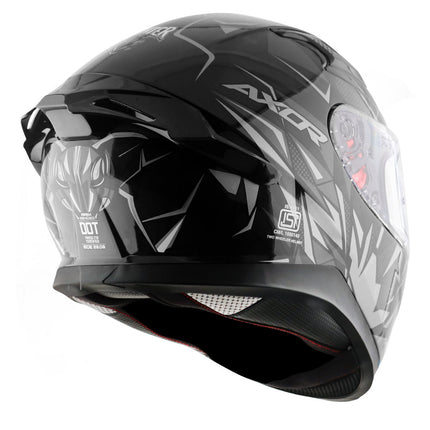Axor Apex Hunter Glossy Black Grey Helmet - ISI DOT ECE 22.06 Certified