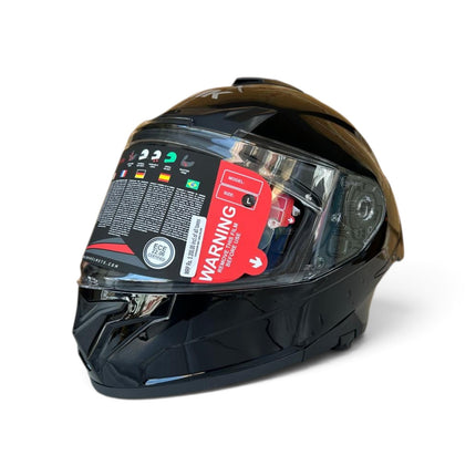 SMK Typhoon Full Face Dual Visor Helmet, Glossy Black (GL200,) ISI DOT ECE 22.06 Certified