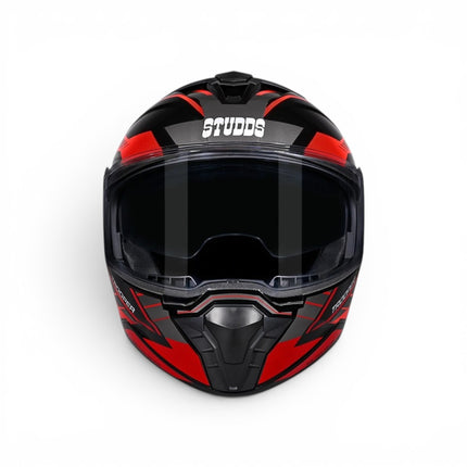 Studds Trooper D4 Race Glossy Black Grey Red Helmet - ISI DOT Certified
