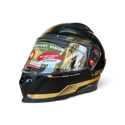 Studds Helios Asphalt Helmet | Chorome Gold | Dual Visor | ISI DOT Certified