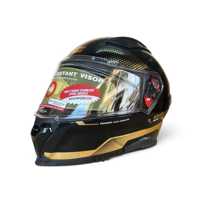 Studds Helios Asphalt Helmet | Chorome Gold | Dual Visor | ISI DOT Certified