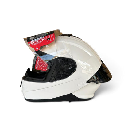SMK Typhoon Glossy White Helmet - Dual Visor -  GL100 - ISI DOT ECE 22.06 Certified