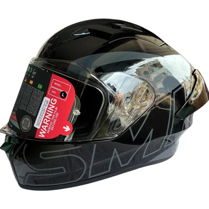 SMK Stellar Full Face Helmet GL262 SIDE view glossy black grey