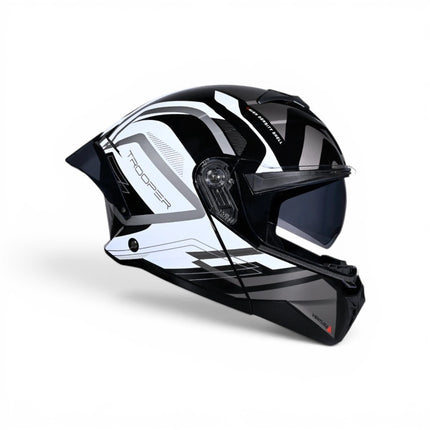 Studds Trooper Ventura Glossy Black White Helmet