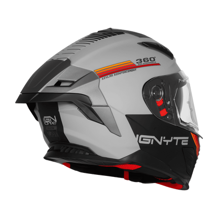 IGNYTE IGN-16 Matt Titanium Grey Helmet Orange Red | ISI DOT Certified