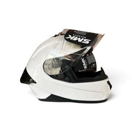 SMK Typhoon Glossy White Helmet - Dual Visor -  GL100 - ISI DOT ECE 22.06 Certified