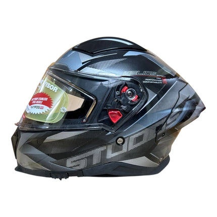 Studds Helmet Glossy Black Grey Helmet