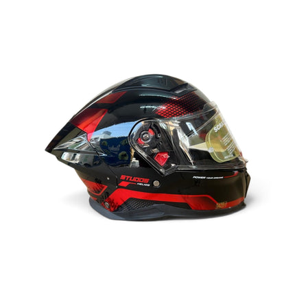 Studds Helios Asphalt Helmet | Chorome Red | Dual Visor | ISI DOT Certified