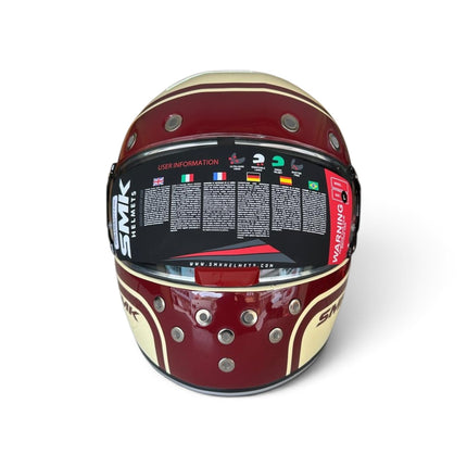 SMK Retro 7 Full Face Helmet (GL130) Glossy White Red | Pinlock 70 Ready