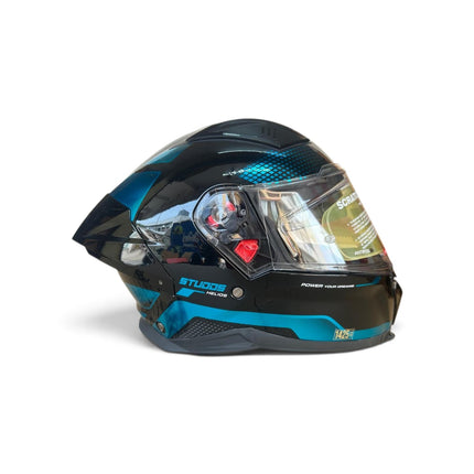 Studds Helios Asphalt Helmet | Chorome Blue | Dual Visor | ISI DOT Certified