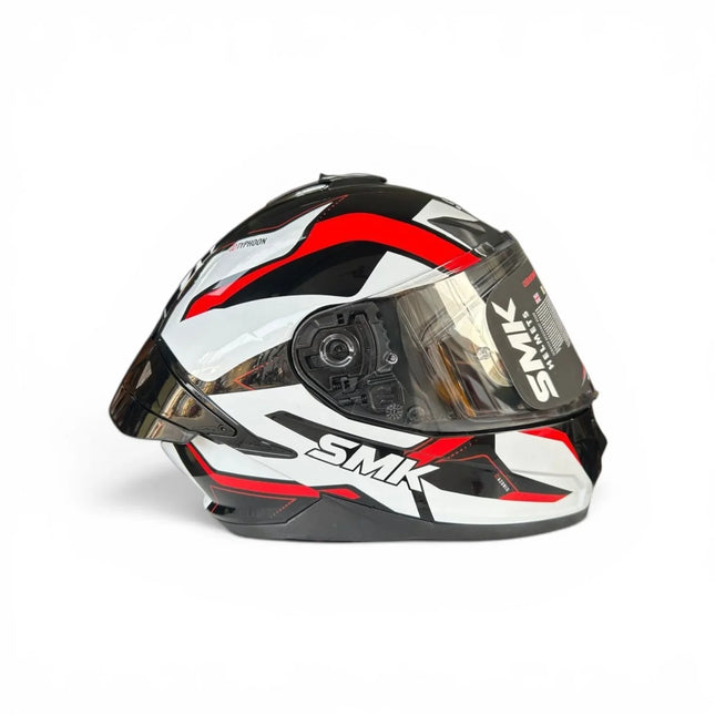 SMK Typhoon Azonix Glossy Black Red Helmet right side view with Azonix graphics
