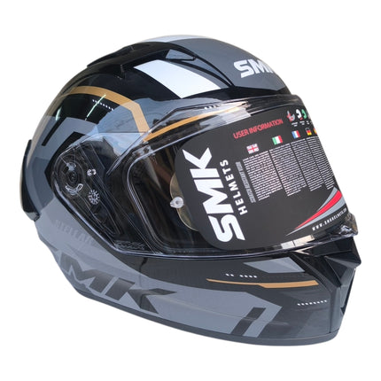 SMK Stellar K-Power Glossy Black Glod Helmet - ISI DOT ECE Certified