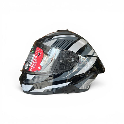 SMK Typhoon Sparko Glossy Grey White Helmet - Ece 22.06 certified
