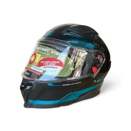 Studds Helios Asphalt Helmet | Chorome Blue | Dual Visor | ISI DOT Certified