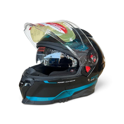 Studds Helios Asphalt Helmet | Chorome Blue | Dual Visor | ISI DOT Certified