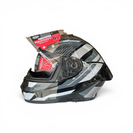 SMK Typhoon Sparko Glossy Grey White Helmet - Ece 22.06 certified