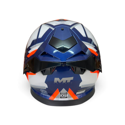 MT Thunder 3 Blaze C14 Glossy White Blue Helmet - ISI DOT Certifide