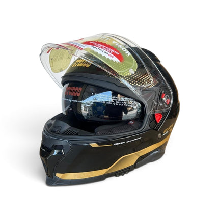 Studds Helios Asphalt Helmet | Chorome Gold | Dual Visor | ISI DOT Certified
